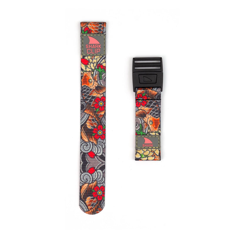 Two vibrant Freestyle STRAP KIT - CLIP - KOI TATTOO TAN straps feature secure clip closure buckles.