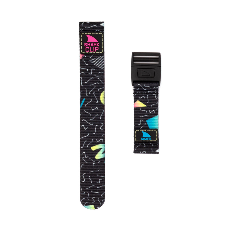 Two Freestyle STRAP KIT - CLIP - NEW WAVE bands in black with vibrant patterns, featuring a secure clip closure.
