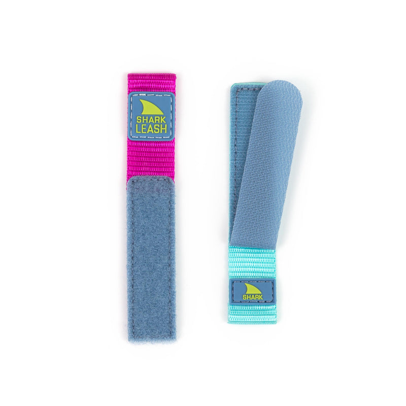 Two Freestyle STRAP KIT - LEASH - NANTUCKET wristbands, pink/gray and teal/gray, displayed to show both front and back sides.