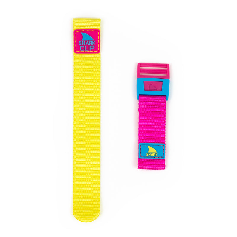 Freestyle STRAP KIT - CLIP - BANANA SPLIT: two vibrant clip straps featuring yellow with pink and pink with blue color combinations.