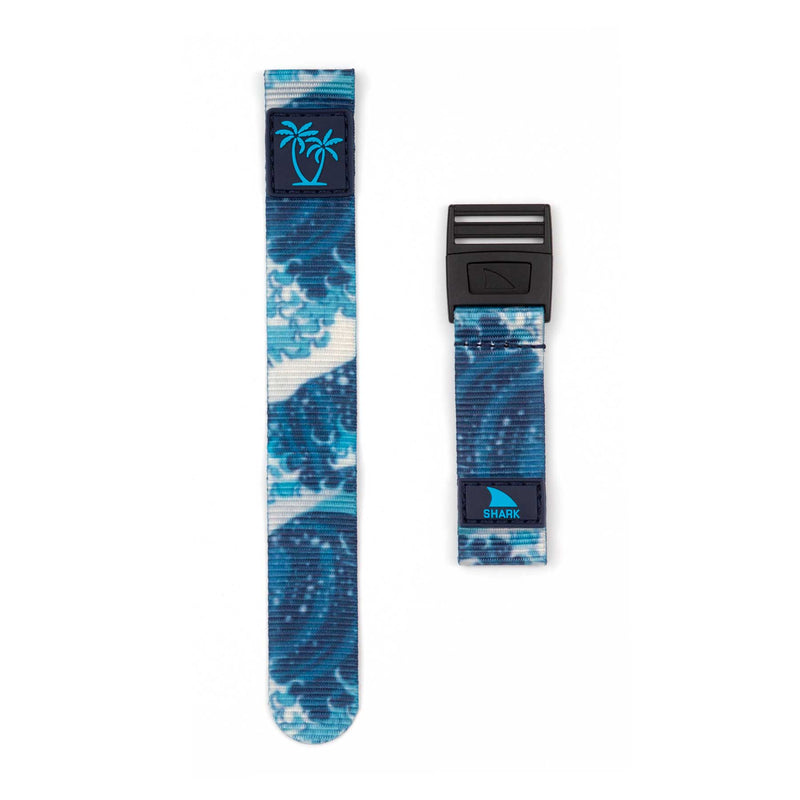 Two Freestyle STRAP KIT - CLIP - LUKE BLUE WAVE watch straps featuring a blue wave pattern displayed on a white background.
