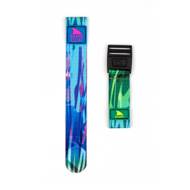 Freestyle STRAP KIT - CLIP in Ice Blue/Green: two nylon watch straps with black clip closure, one laid out flat, one secured.