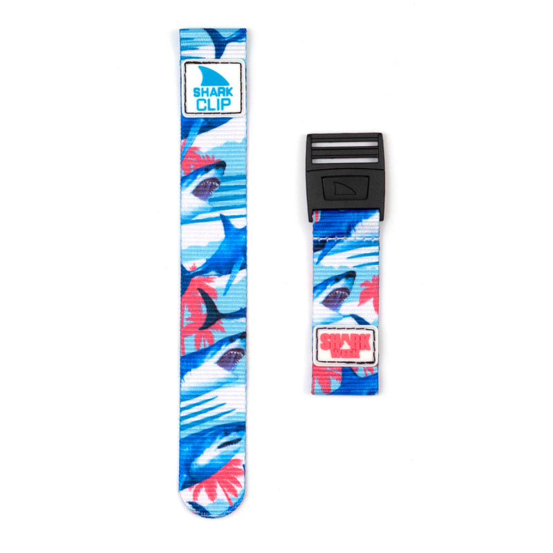 Two Freestyle STRAP KIT - CLIP - SW MIAMI BITES - BLUE straps with clip closures featuring blue, red, and white accents.