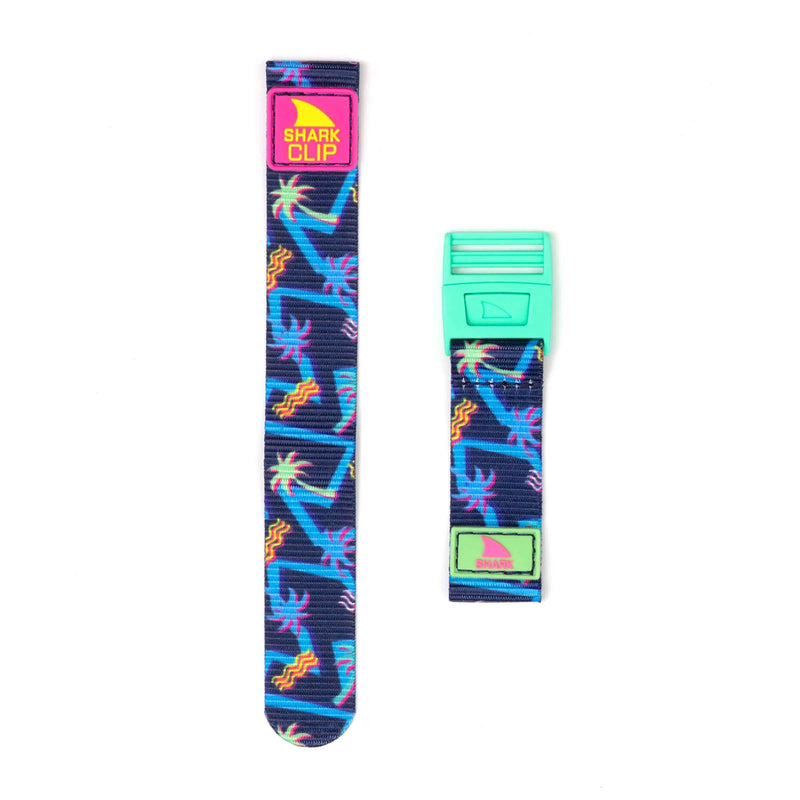 Freestyle STRAP KIT - CLIP - MALIBLU: two neon tropical watch straps with turquoise buckles and secure clip closures.