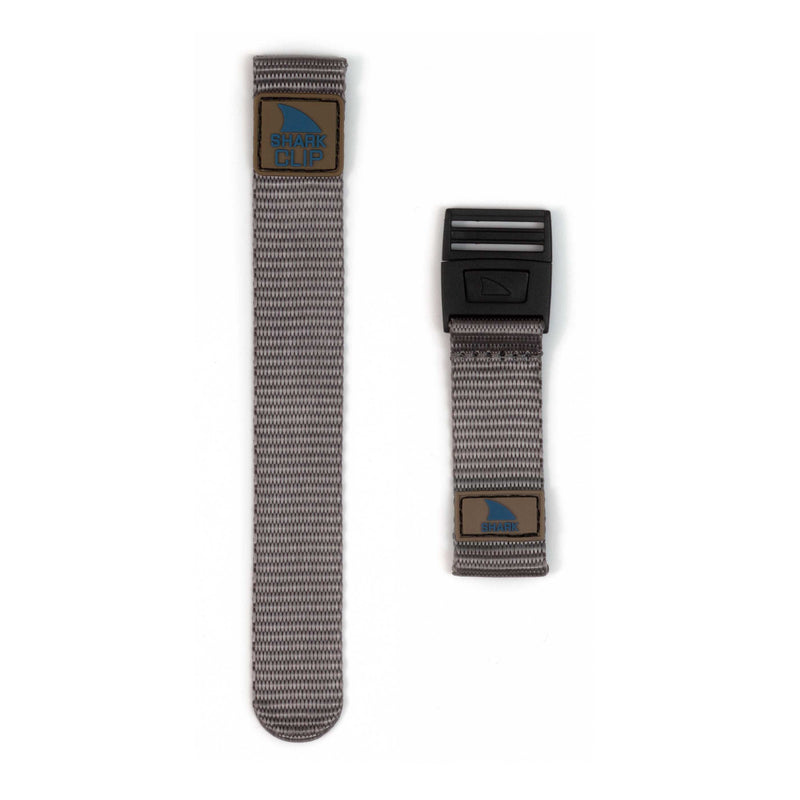 Two Freestyle STRAP KIT - CLIP - COOL GREY straps, each labeled on brown patches, feature clip closures.