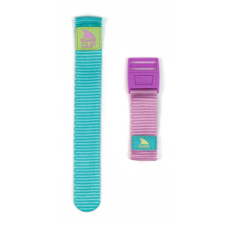 Two Freestyle STRAP KIT - CLIP - AQUA LILAC woven wristbands in aqua/lilac, each featuring a secure clip closure.