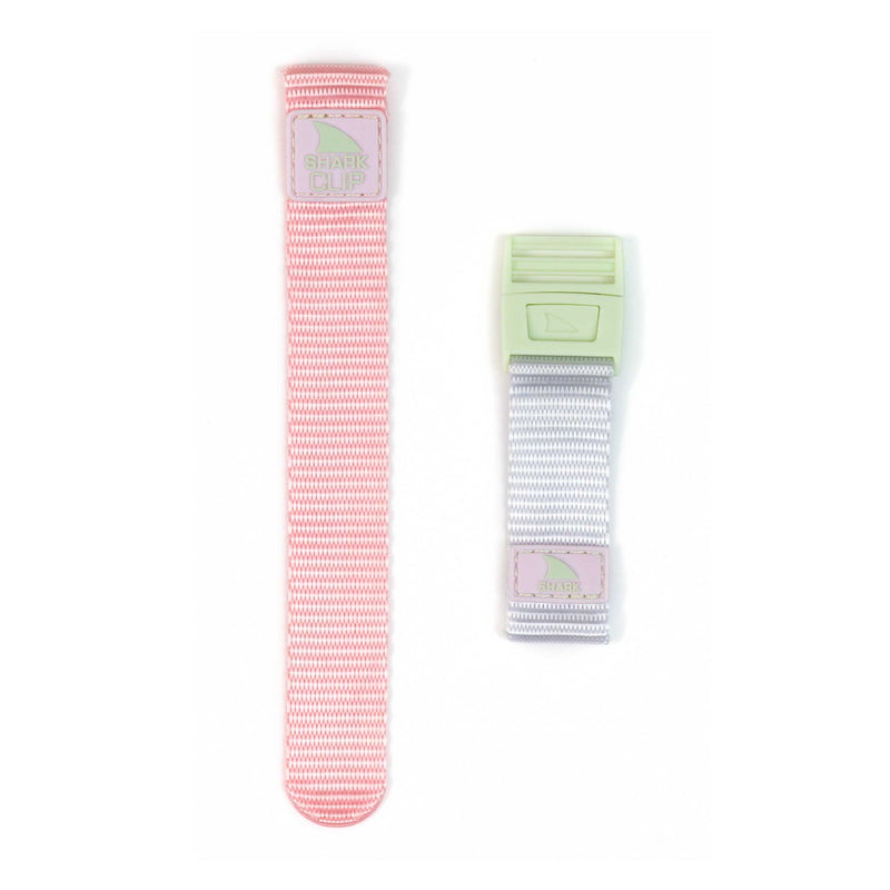 Two Freestyle STRAP KIT - CLIP - BLUSH wristbands, one pink and one grey, with clip closures, displayed against a white background.