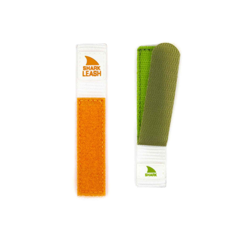 Freestyle STRAP KIT - LEASH - HAPPY CAMPER straps displayed front and back in orange/white and green/white.