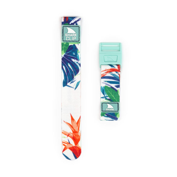 Freestyle Shark Classic Paradise Green Strap Kit: two colorful woven straps with teal buckles, one longer, fits spring bars.
