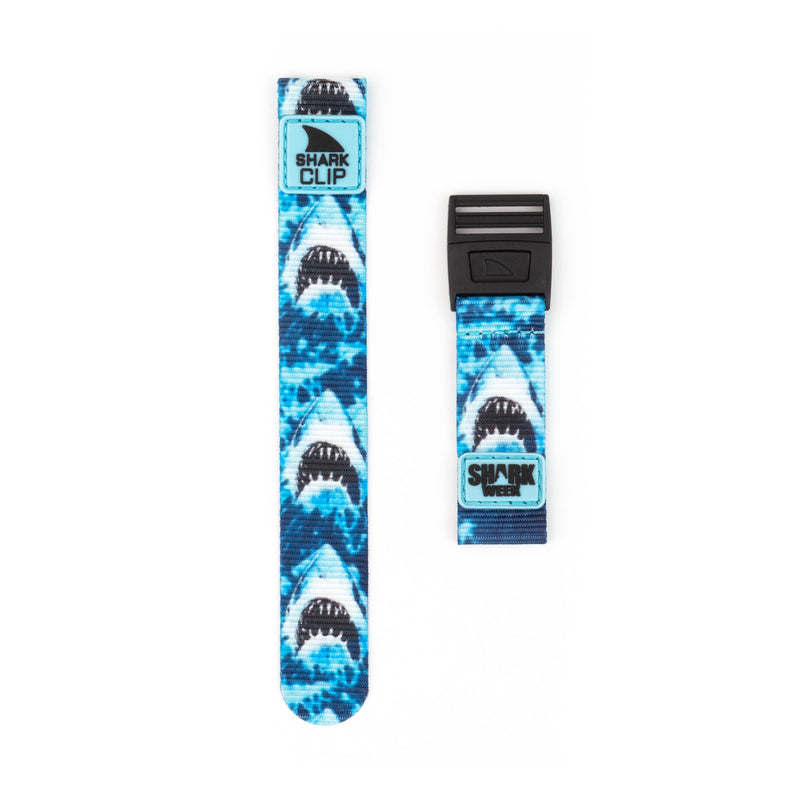 The Freestyle STRAP KIT - CLIP - SW MEGA BREACH includes two straps with shark patterns and Shark Clip closures.