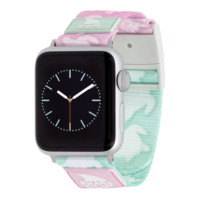 Freestyle APPLE WATCH™ CLIP STRAP 2TONE TURTLE in pastel pink and mint green with a minimal analog watch face.