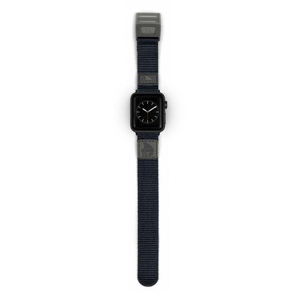 APPLE WATCH™ CLIP STRAP GRANITE by Freestyle: A watch with a black face, textured granite strap, and white dials.