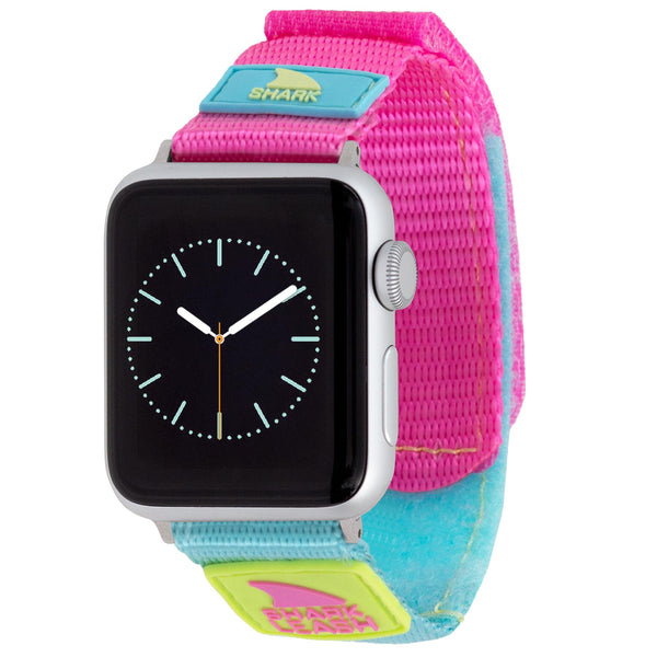 Freestyle APPLE WATCH™ Leash Strap Popsicle featuring a vibrant pink, blue, and green design with SHARK on the clasp.