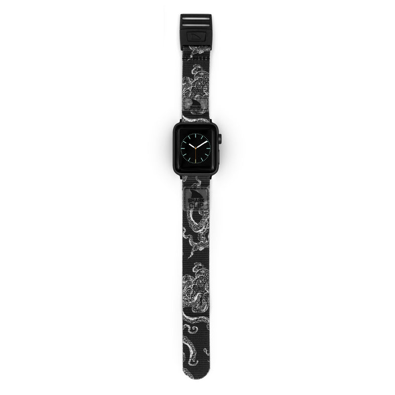 Freestyle APPLE WATCH™ CLIP STRAP OCTOPUS BLACK attached to a smartwatch, displayed on a white background.