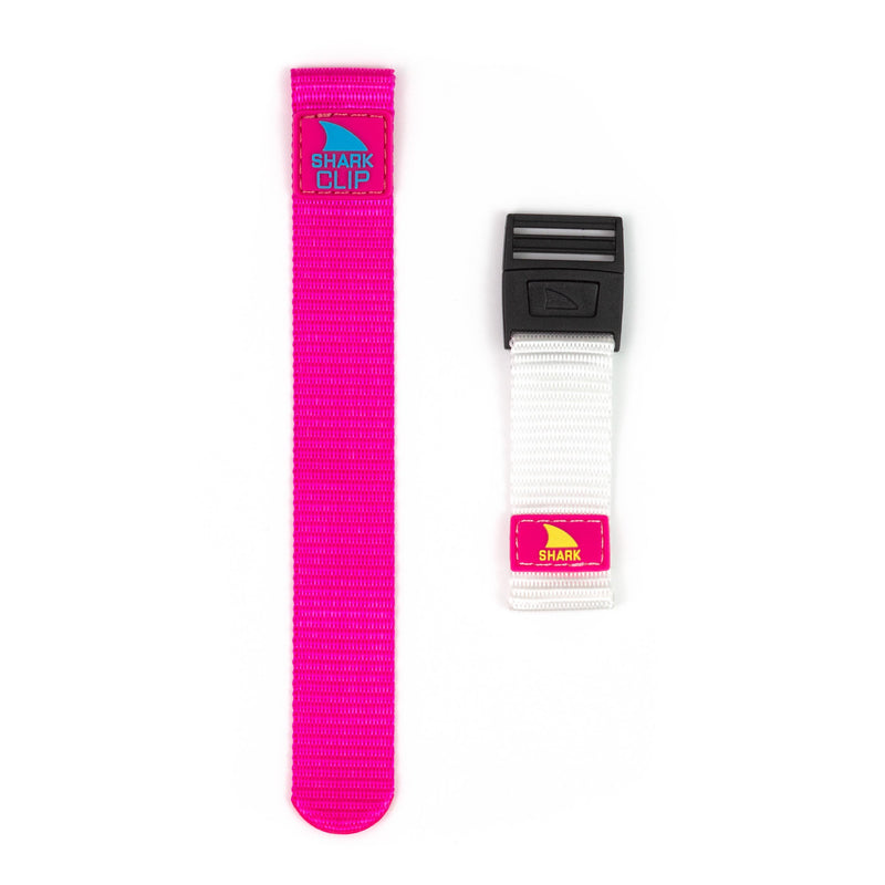 Two Freestyle STRAP KIT - CLIP - STRAWBERRY SUNDAE straps: one long pink, one short white, both with secure clip closure.