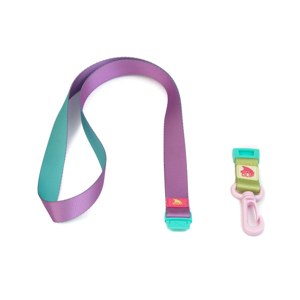 Freestyle Lanyard & Key Chain in Sour Apple with a pink Shark Clip and green-pink clasp on a white background.