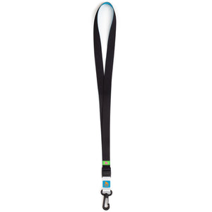 Freestyle Lanyard & Key Chain - Black Neon with metal clasp, plastic buckle, and small blue tag featuring the Freestyle logo.