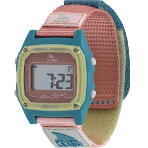 Freestyle SHARK CLASSIC LEASH CABO: Teal, pink, and beige digital wristwatch—iconic Shark Watch style with digital display.