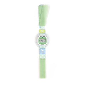 Freestyle SHARK CLASSIC LEASH BOHO LIME watch featuring a soft fabric band and Velcro closure, displayed on a white background.