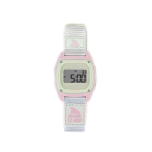Freestyle SHARK CLASSIC LEASH OUTER BANKS digital watch featuring a pink and white Shark Leash strap.