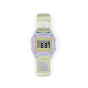 Freestyle SHARK CLASSIC LEASH NEWPORT: digital watch featuring a pastel purple face and a silver mesh band.