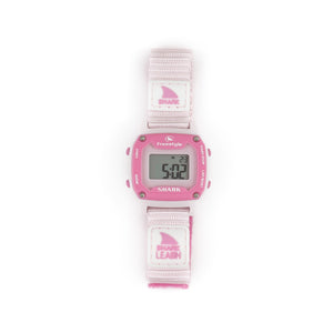 Freestyle SHARK MINI LEASH PINK CRUSH digital watch from the Color Pop collection with white and pink band displaying numbers on its screen.