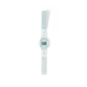 The Freestyle SHARK MINI LEASH ARCTIC RUSH is a digital wristwatch with a fabric strap from the Color Pop collection, featuring a bright and playful design.