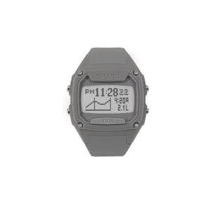 The Freestyle SHARK XL TIDE 600 GRAY displays tide heights and other key information on its water-resistant digital screen.