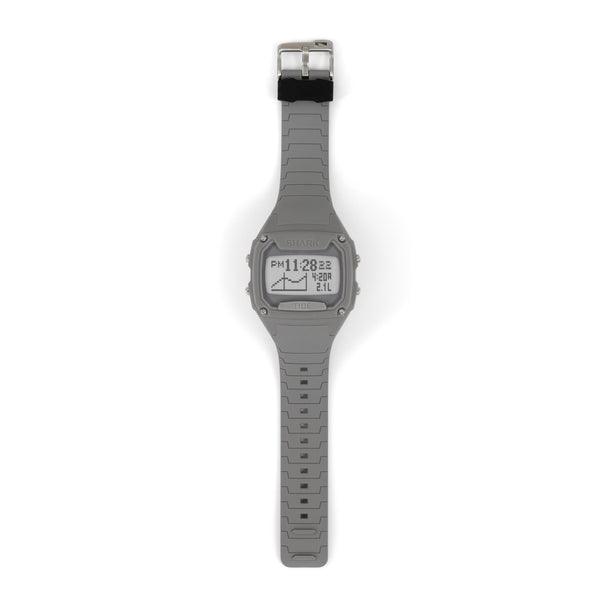 The Freestyle SHARK XL TIDE 600 GRAY watch features a water-resistant digital display showing current readings and tide information.