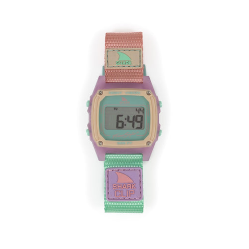 Freestyle SHARK CLASSIC CLIP MELON MIX watch features a pastel pink-green strap with a digital display.