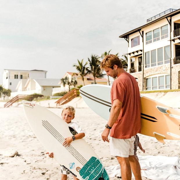 Heading out to surf