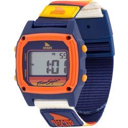 Freestyle SHARK CLASSIC CLIP SURF CITY: orange-blue face, fabric strap, SHARK branding, digital display shown.