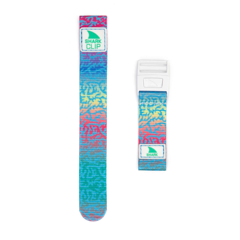 Two Freestyle STRAP KIT - CLIP - CORAL RAINBOW watch bands, including one extended and one shorter length, featuring a white clasp, displayed on a white background.