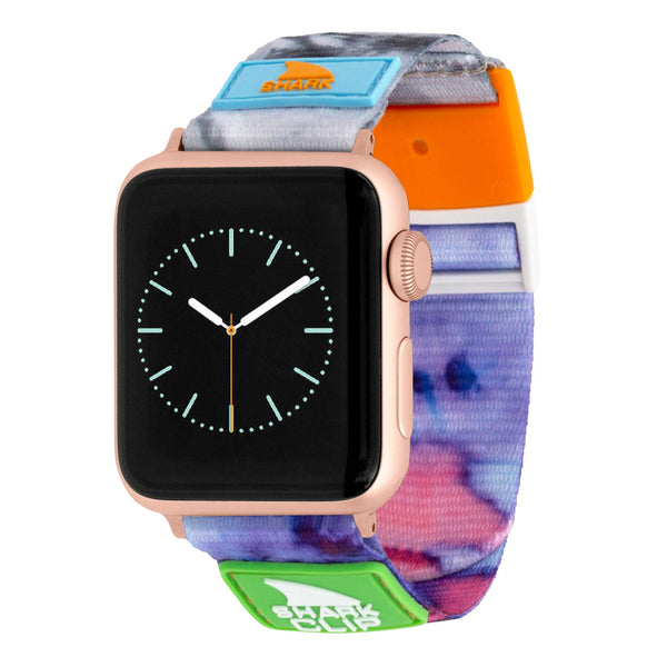 The Freestyle APPLE WATCH™ Clip Strap features a tie dye magenta/blue design for a colorful, standout smartwatch look.
