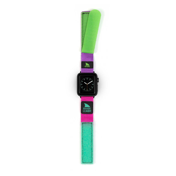 Freestyle APPLE WATCH™ LEASH STRAP MASQUERADE: a smartwatch featuring a colorful Velcro strap in green, purple, and teal from Freestyle.