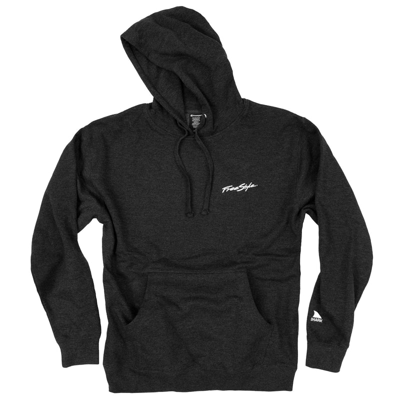Freestyle Unisex Neon-versary Hoodie with Shark Fin chest logo and white logo on left sleeve cuff.