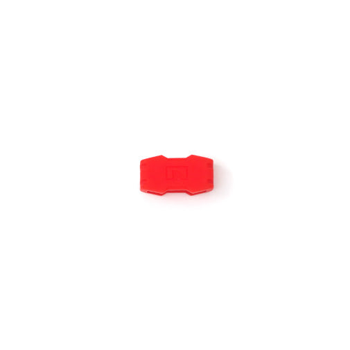 A red Freestyle Shark Classic silicone keeper with notched edges, displayed against a white background.
