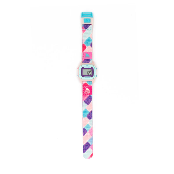 Freestyle SHARK MINI CLIP PIXIE CHIPS digital watch with a patterned band; time shows 1:23.