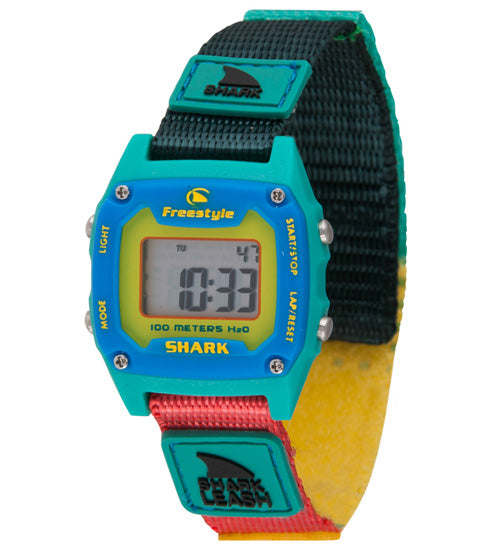 Freestyle Shark Mini watch in turquoise with a Leash strap; features branding on face and strap. Time: 10:33.