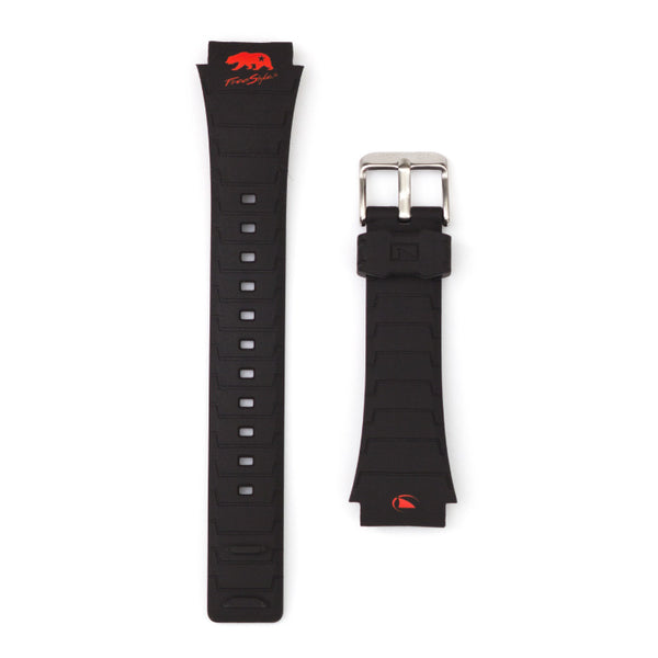 Freestyle Shark Classic Strap Kit in CA Republic Black/Black features both long and short silicone straps with a buckle.
