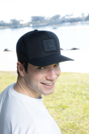 Shark Fin Snapback Hat Black