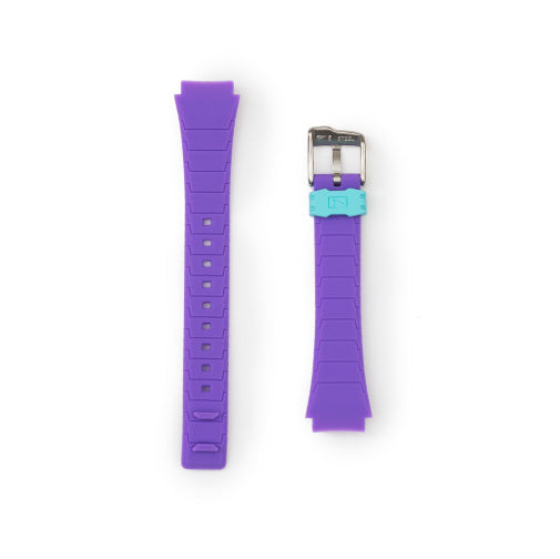 Upgrade your watch with the Freestyle Shark Mini Strap Kit in purple/turquoise silicone, complete with a silver buckle.