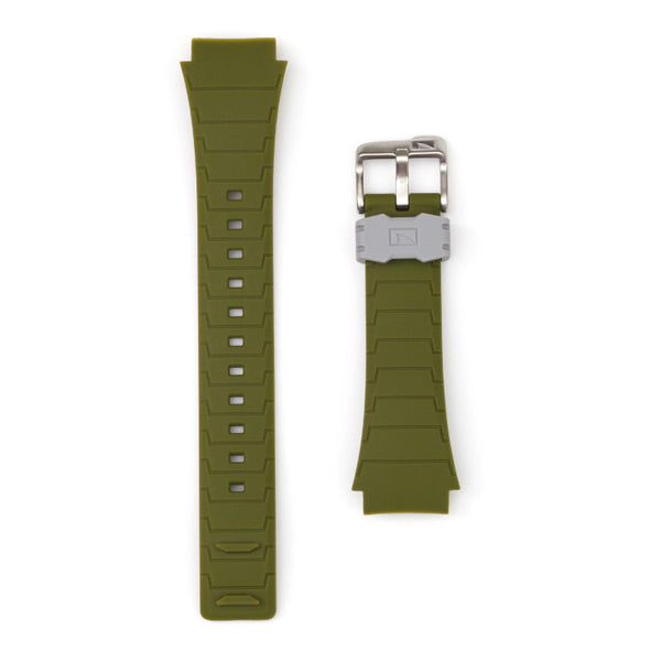 Upgrade with the Freestyle Shark Classic Strap Kit, featuring a durable dark green/light grey silicone watch strap and buckle.