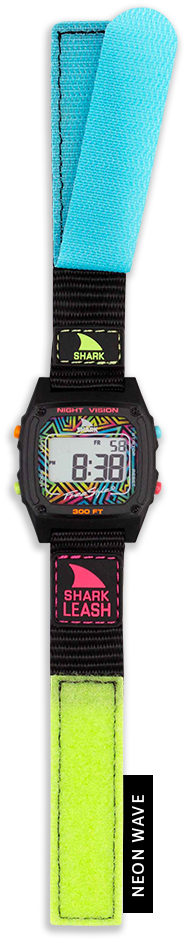 Shark Leash watch with digital display and colorful strap